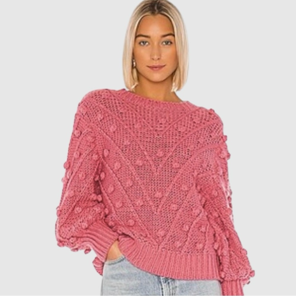 C/Meo Collective Pink Pom Pom Chunky Knit Sweater Size XS